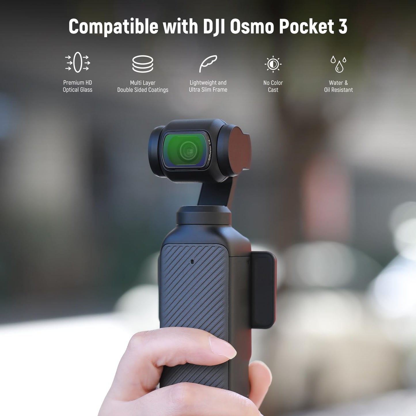 NEEWER Magnetic ND&Black Diffusion 1/4 Effect Filter Kit Compatible with DJI OSMO Pocket 3 Creator Combo Accessories, Action Camera 4 Pack Neutral