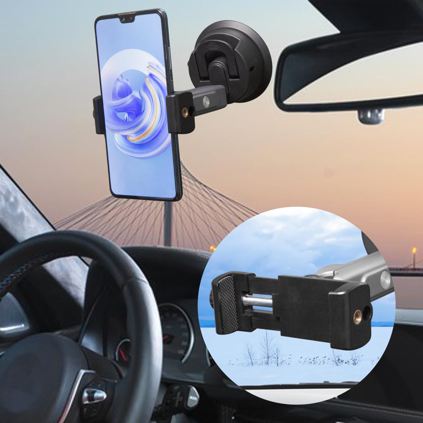 Suptig Suction Cup Mount, Car Camera Mount for Phone, Gopro, Canon, Nikon, Sony, Digital Cam, DJI Action 5 Pro, Insta360 X5/X4/X3, Insta360 Ace Pro