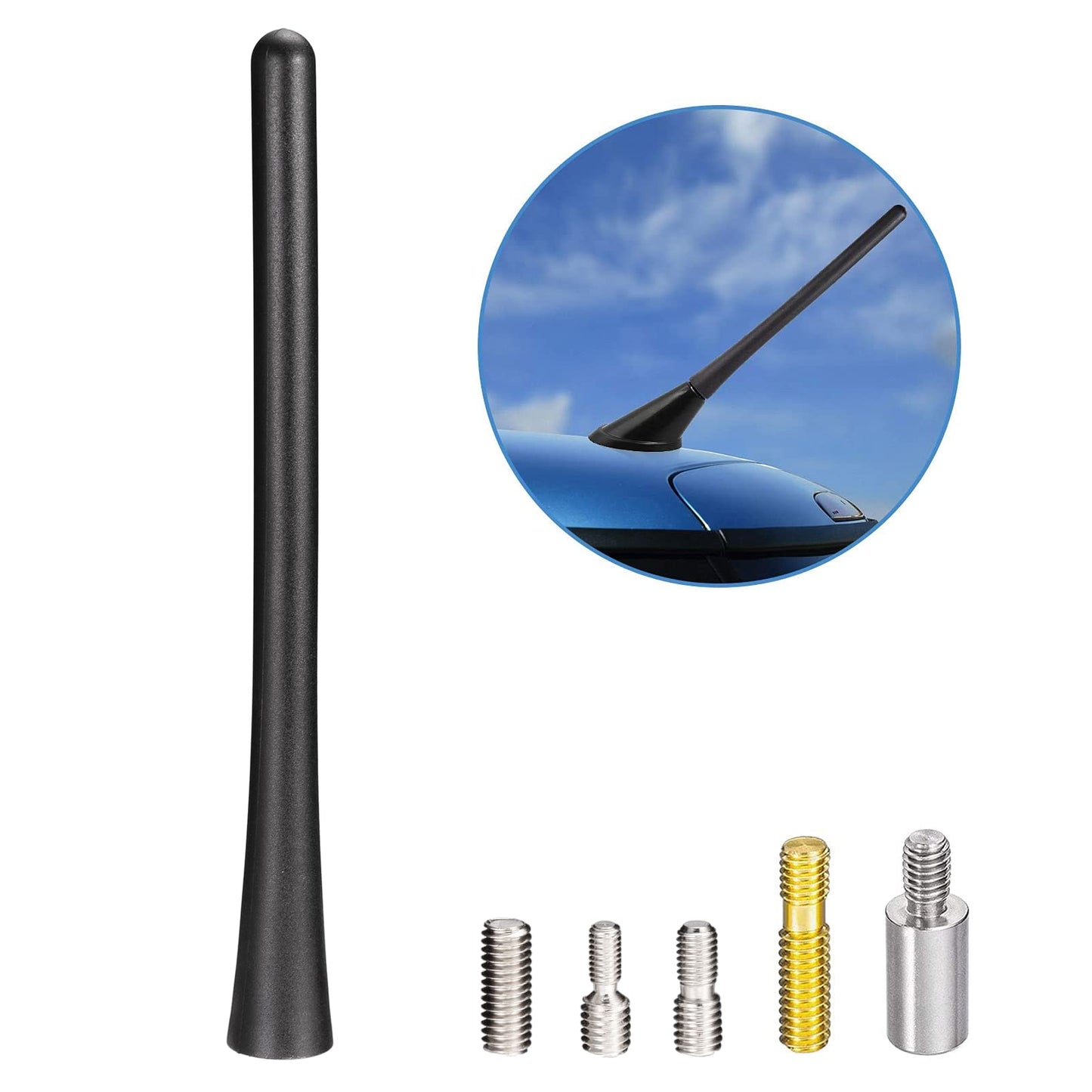 Bingfu Universal Vehicle Roof Mount Antenna Mast 6.3 inch Rubber Car Antenna Replacement