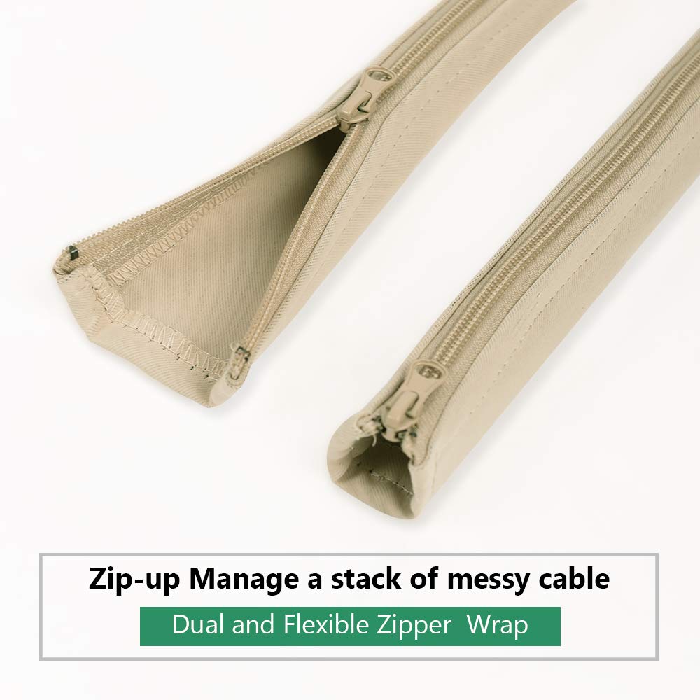 Flexible Cable Management Sleeve with Zipper - Extendable Cord Organizer System Wrap Wire Cable Cover Sleeve Holder, Keep Home & Office Clean Safe