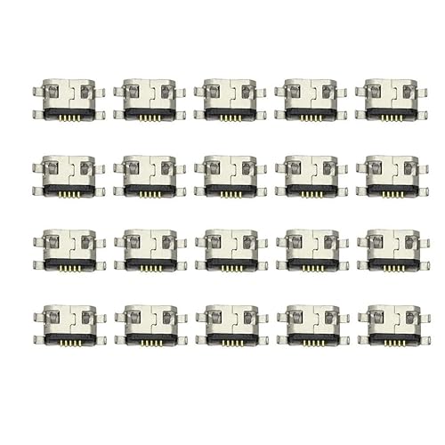 bnafes Micro USB Type B Female Socket 180 Degree 5-Pin SMD SMT Jack Connector - (20 Pcs)