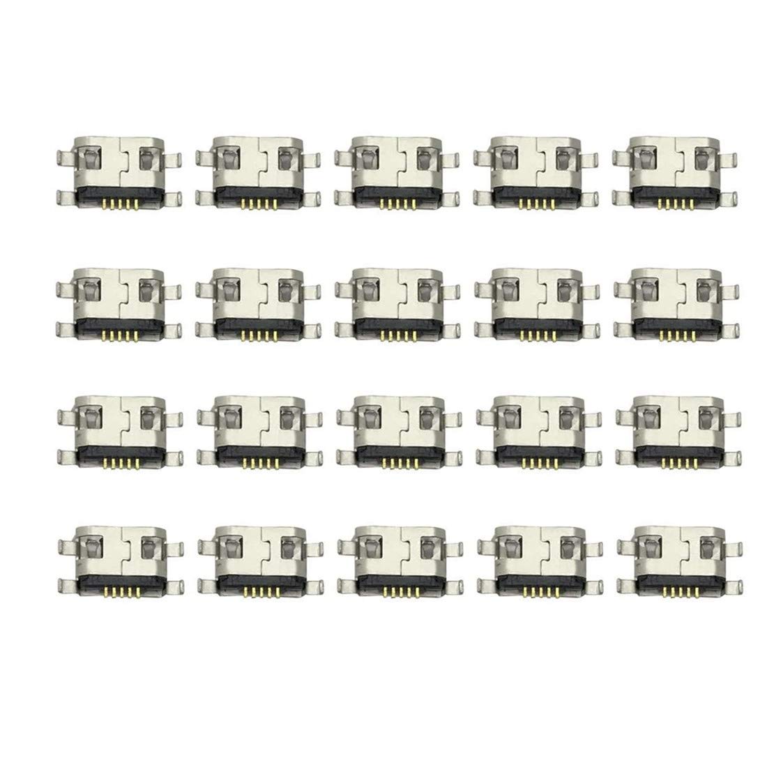 bnafes Micro USB Type B Female Socket 180 Degree 5-Pin SMD SMT Jack Connector - (20 Pcs)