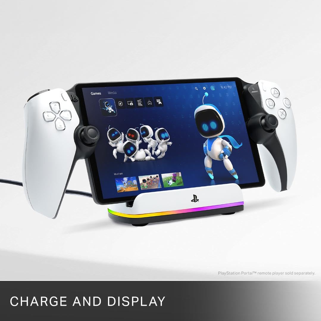 PowerA Charging Station for PlayStation Portal™ Remote Player with Lumectra™, RGB Lighting, USB Powered, Magnetic Charger, Charge and Display