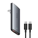 Baseus 65W Flat Wall Charger, 2 Port Ultra-Slim USB C GaN Charger with Foldable Plug for MacBook, iPhone 16/15/14/13/12/11/Pro Max/XS/XR, Samsung