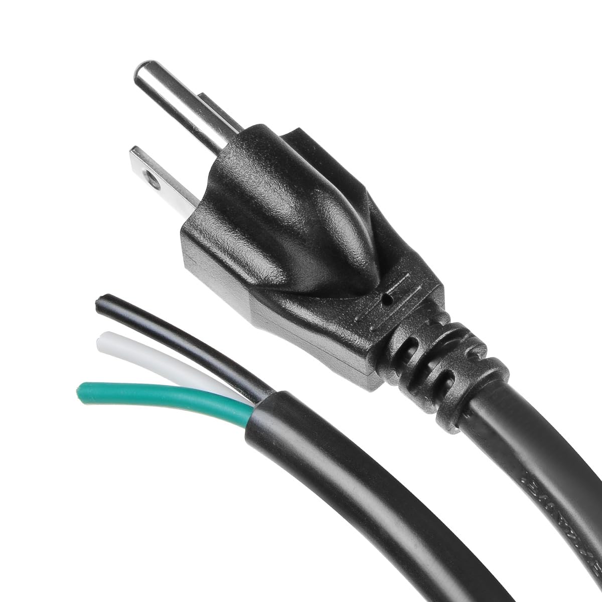 10ft 18 Gauge 3 Prong Heavy Duty Replacement Power Supply Cord Cable 110V 115V 120V Pigtail for Universal AC Appliance, NEMA 5-15P Plug US SJT 18AWG