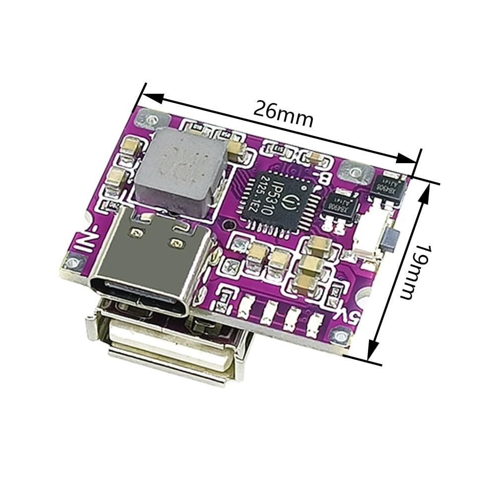2A 5V Lithium Battery Charging Discharge Module USB C 3.7V/4.2V Lithium Battery Charging Boosting Module with Charging Discharging Protection