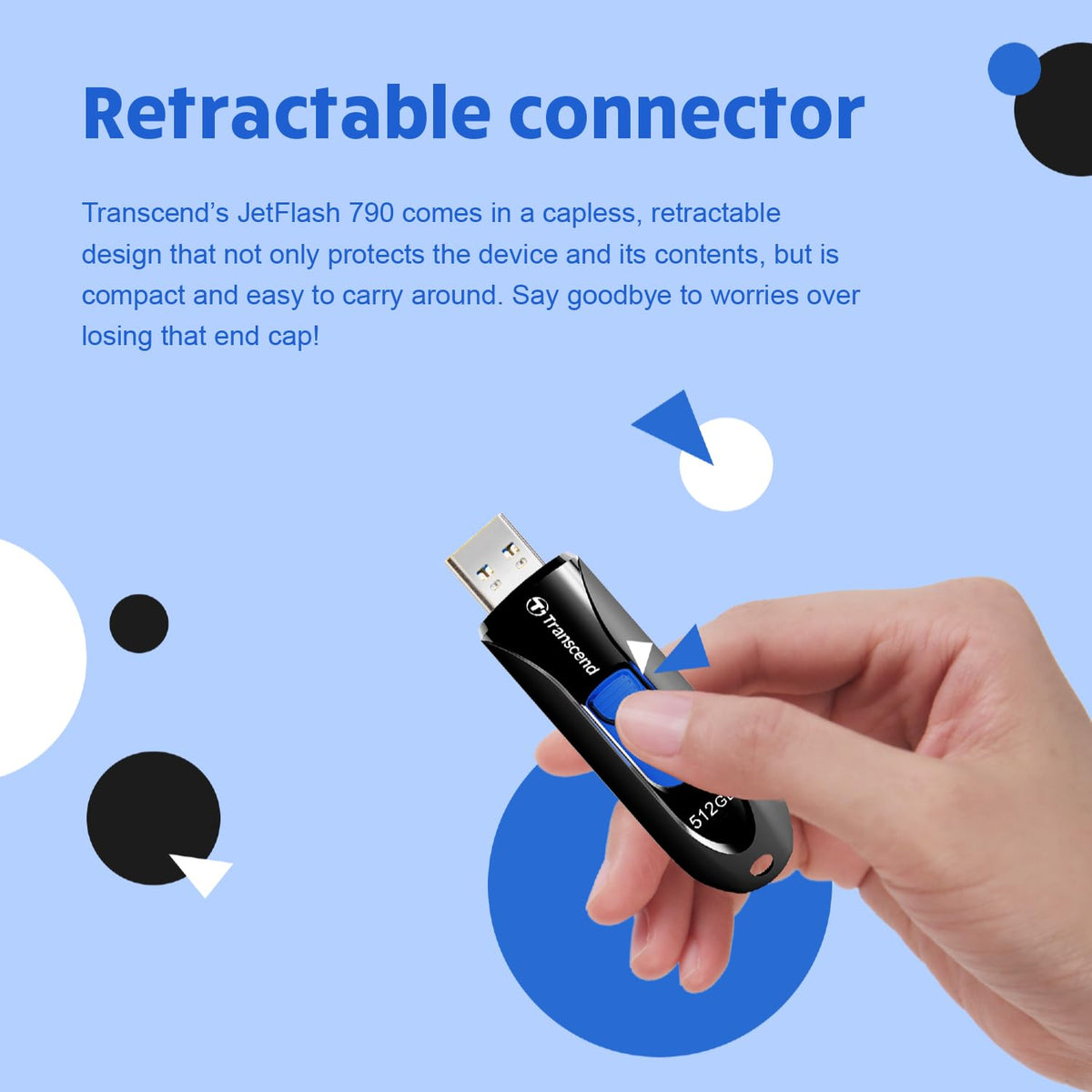 Transcend 128GB JetFlash 790 USB 3.0 Flash Thumb Drive, Black