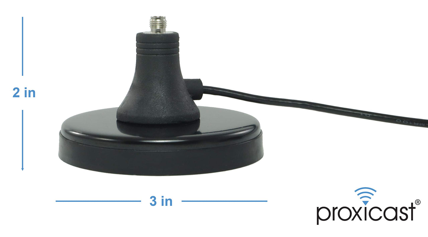 Proxicast Premium Extra Large 3-Inch SMA to TS9 Magnetic Base Stand - 6.5 Foot Coax Cable Lead - Convert SMA Antennas to TS9 Mag Mount for Connection