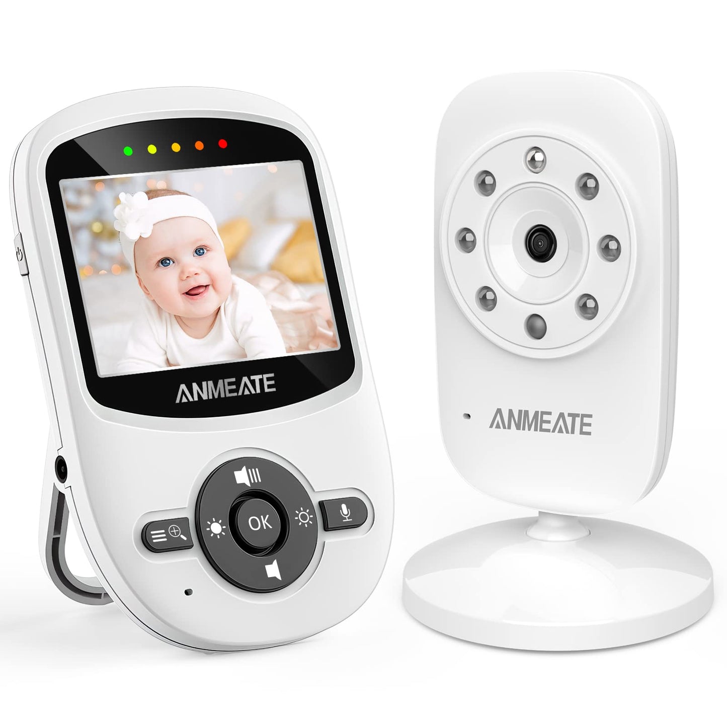 ANMEATE Video Baby Monitor with Digital Camera, Digital 2.4Ghz Wireless Video Monitor with Temperature Monitor, 960ft Transmission Range, 2-Way Talk