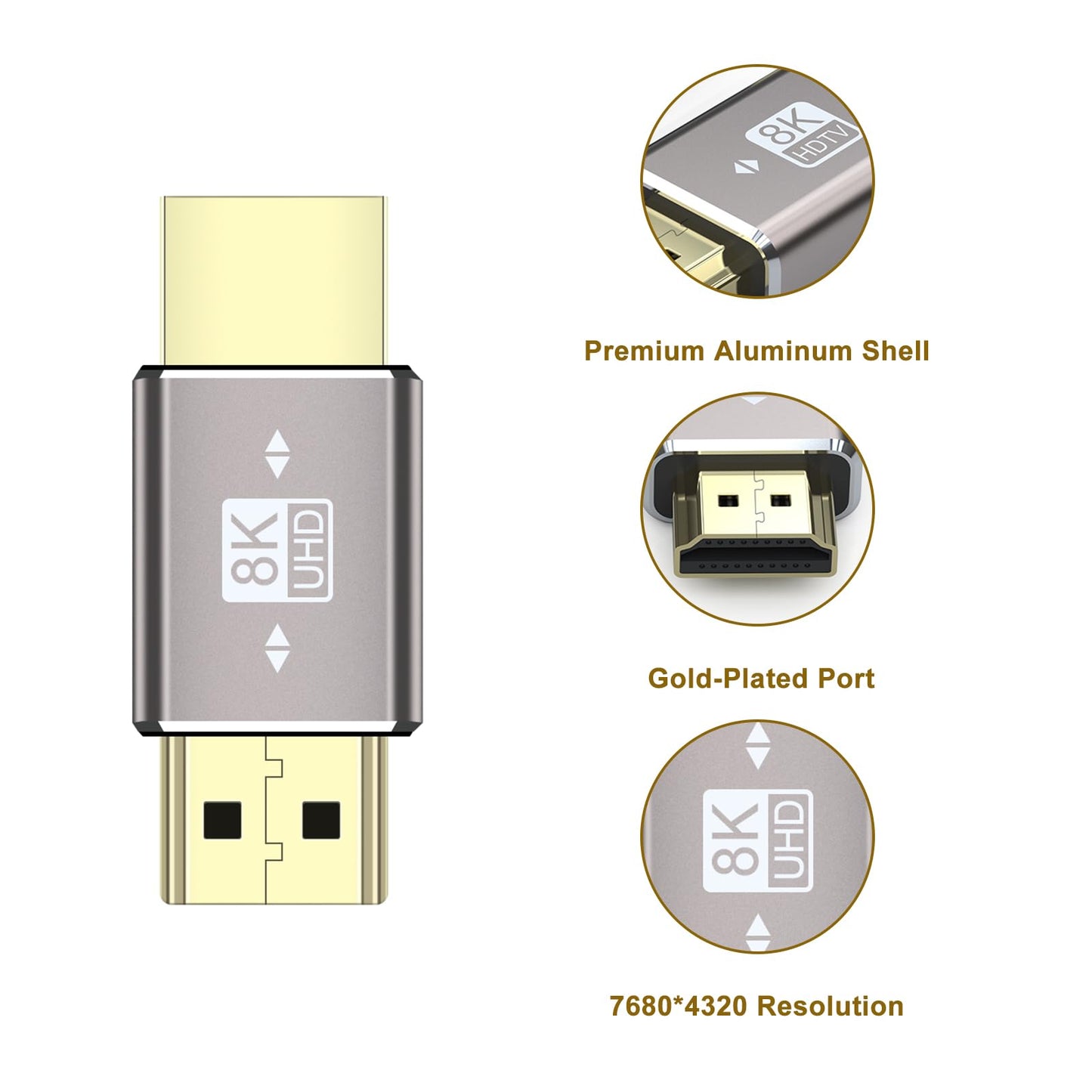SOMDARHK 8K HDMI Adapter Male to Male 2 Pack, HDMI Connector Gold Plated HDMI 2.1 Adapter 180 Degree, 8K@60Hz Compatible with Laptop, Monitor