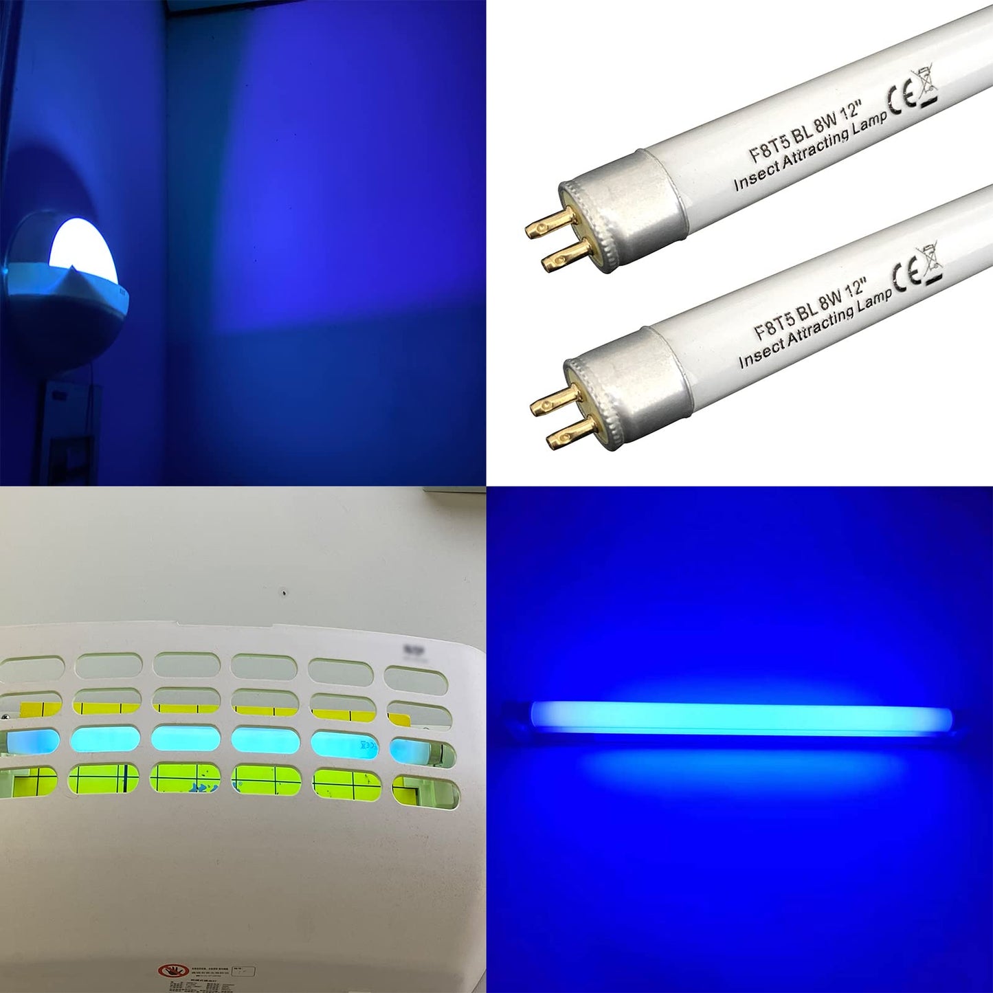 Flyercatch (2Pack) F8T5/BL 12 inch Replacement Black Blue Light Bulb, T5 F8W BL350nm Linear Fluorescent Blue Lamps Replacement for F10T5 BL368 Rohs