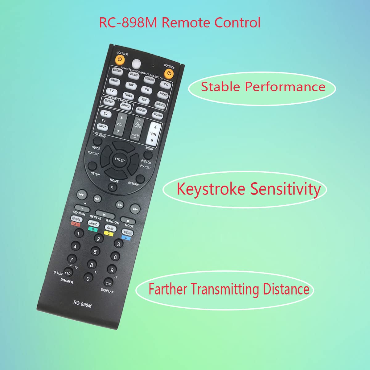 GHUST RC-898M Remote Control Replacement for Onkyo AV Receiver Home Theater System TXNR646 TX-NR646 TXNR747 TX-NR747 TXNR545 TX-NR545