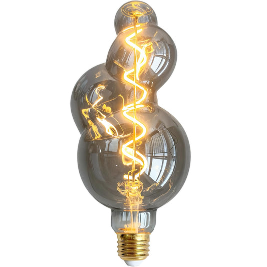 xinfulin Dimmable LED Edison Bubble Bulb 4W 25W Equivalent, 200LM Warm White 2000K, E26 Base, Grey Glass Spherical Vintage Decorative Light Bulb