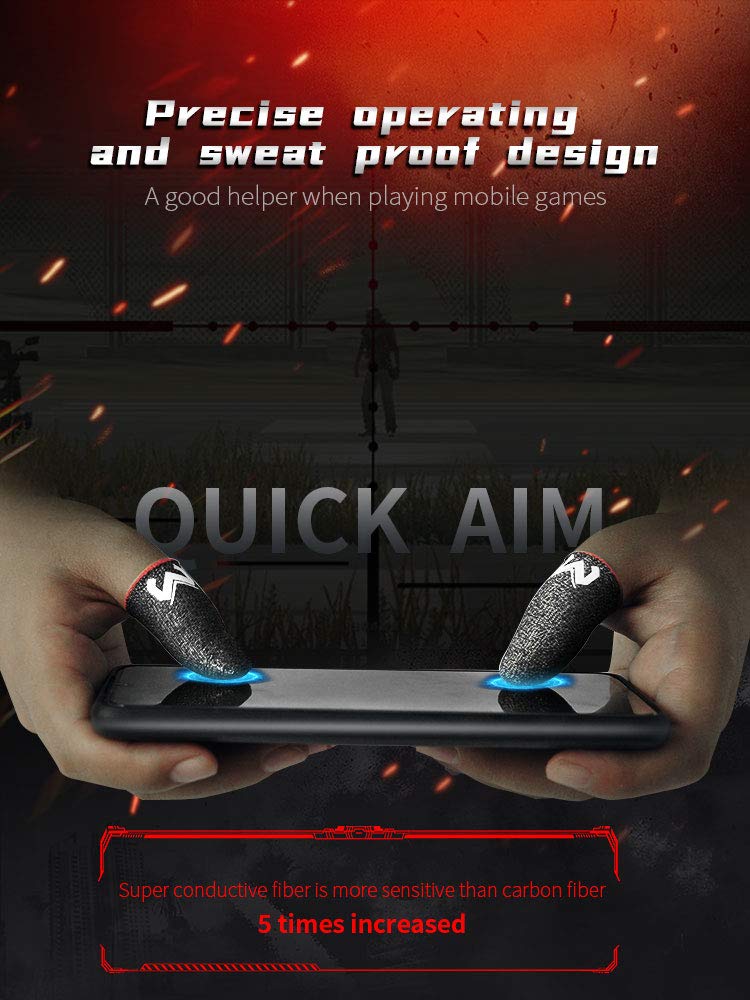 Mobile Game Finger Caps Non-Slip Touch Screen Gloves Anti-Sweat Sleeves Shoot Aim Thumb Cover Phone Accessories for CoD Warzone, Free Fire, PUBG, LOL