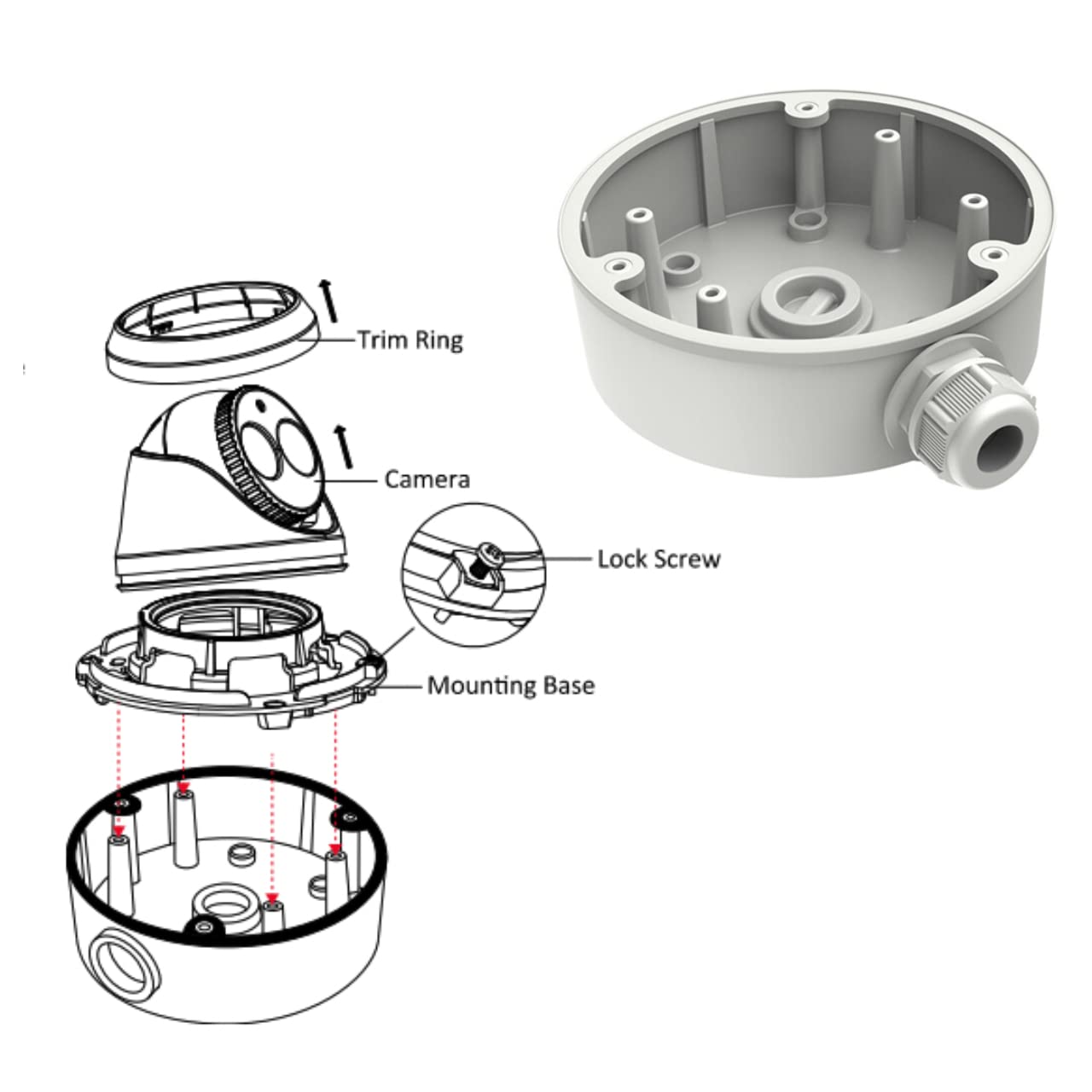 KENUCO DS-1280ZJ-DM21 CB140PT Junction Box for Cameras 5.4'' Conduit Base(1 Pack)