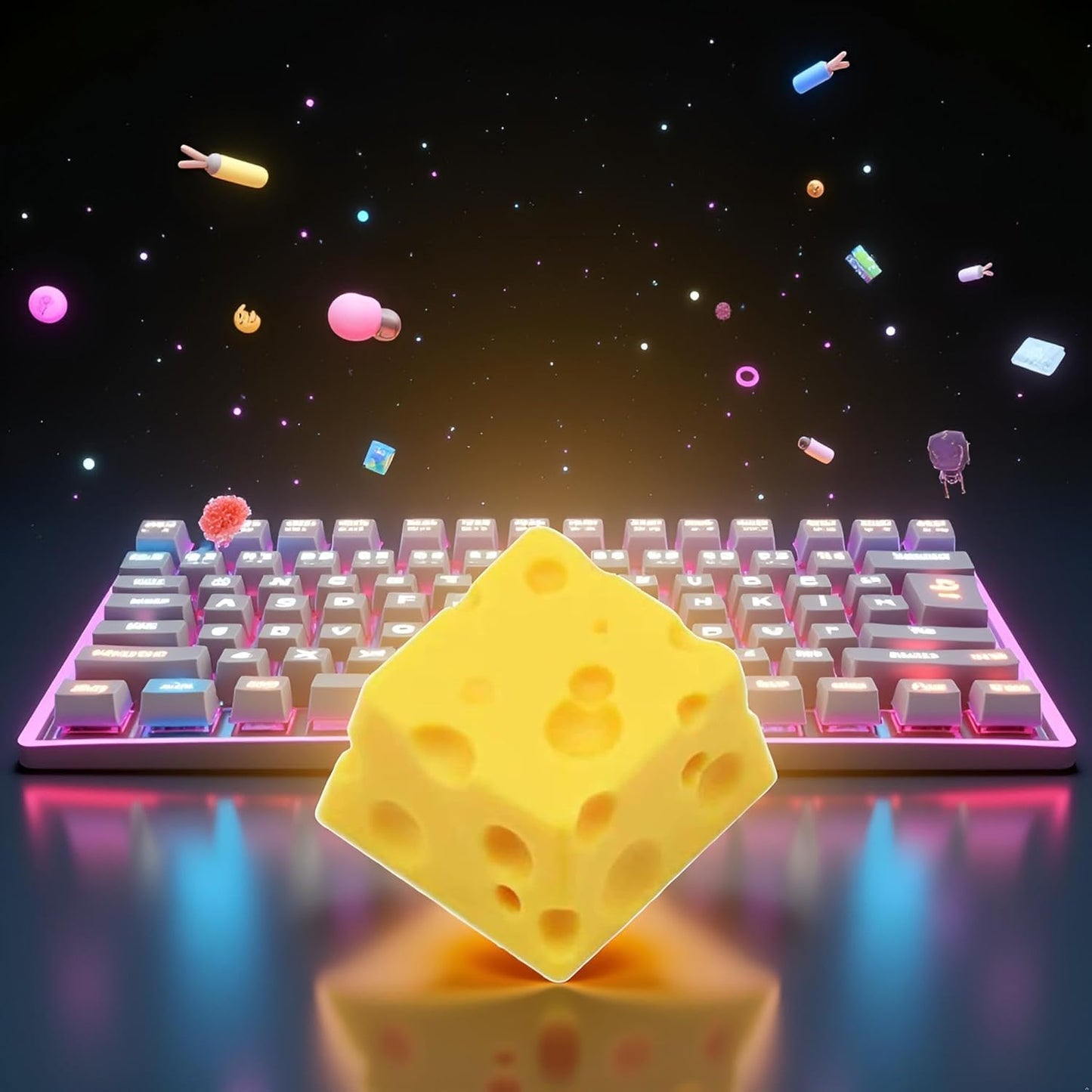 Yellow Resin Keycap Mechanical Keyboard for Key Caps for Cherry MX Switches Keyboards DIY for Key Cap Personality Cheese Keycaps Keycap, Computer