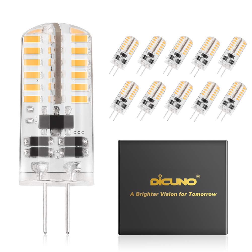 DiCUNO G4 LED Bulb 12V, 20W Equivalent, Warm White 3000K, 230LM,10-Pack