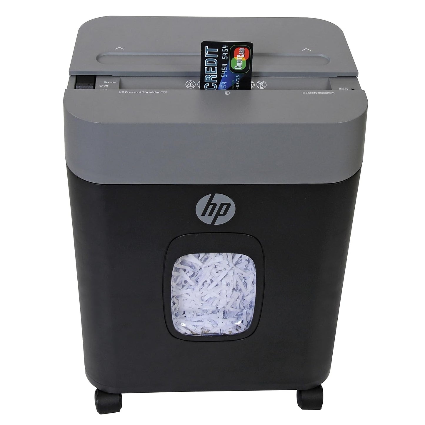 HP - Crosscut Paper Shredder, 8-Sheet Manual Feed, Shreds Credit Cards & Staples, Heavy Duty Paper Shredder for Home Use with 3.4 Gallon Basket