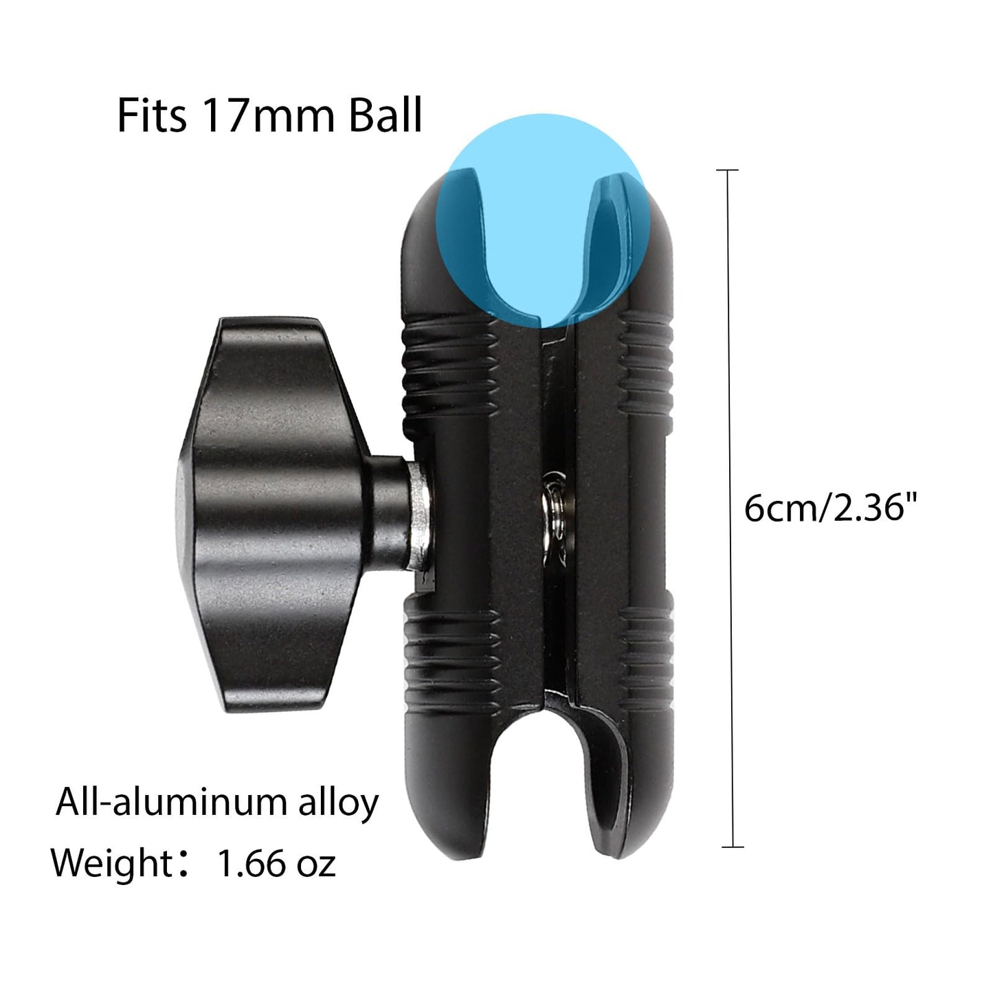 Double Socket Arm (Length 2.4") Connects to 17mm Ball Head Adapter Only, Compatible with 17mm Ball Car Phone Holder and Garmin GPS Mount