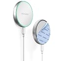 Galvanox Compatible with MagSafe Wall Mounted Magnetic Wireless Charger (15W) Fast Charging, Stick-on Adhesive Design with Long Removable USB-C Cable