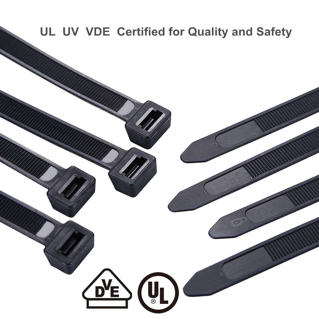 60 Piece Multi-Purpose Ultra Heavy Duty UV Cable Ties,11.8 Inch Width 0.51 Inch, 250 lbs Tensile Strength,Non-metal bands,Black