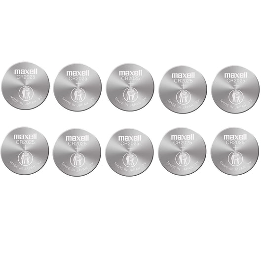 CR2025 Maxell Micro Lithium Cell Battery for Watches and Electronics - 10 Pack
