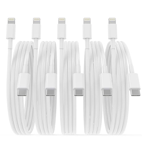 5 Pack USB C to Lightning Cable [MFi Certified] 6FT iPhone Charger Fast Charging Type c to Lightning Cable iPhone Fast Charger Power Delivery…