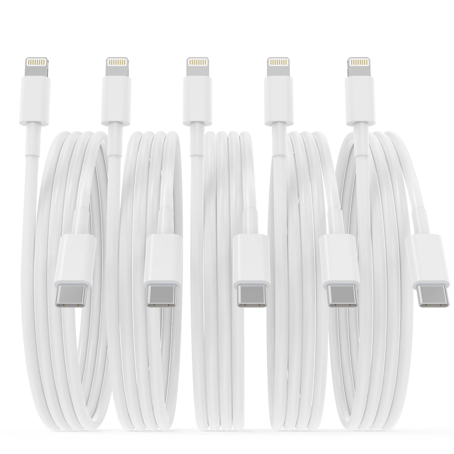5 Pack USB C to Lightning Cable [MFi Certified] 6FT iPhone Charger Fast Charging Type c to Lightning Cable iPhone Fast Charger Power Delivery…