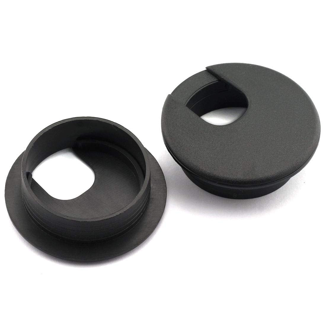 HJ Garden 2pcs 2 inch Desk Wire Cord Cable Grommets Hole Cover for Office PC Desk Cable Cord Organizer Plastic Cover Black