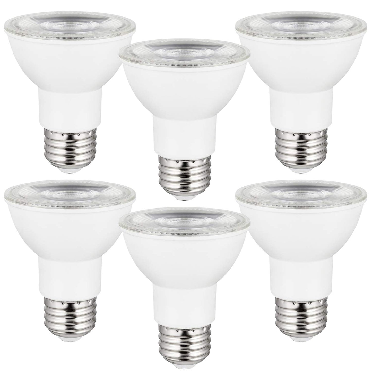 Sunlite LED PAR20 Reflector Light Bulb, 7 Watts (50W Equivalent), 520 Lumens, Medium E26 Base, Dimmable, Spotlight, 6 Pack, 40K - Cool White