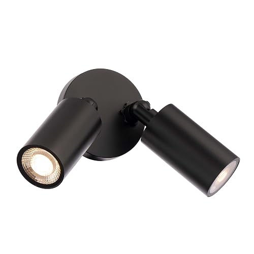 Cylinder LED Double Adjustable Indoor or Outdoor Wall Light 3000K in Black