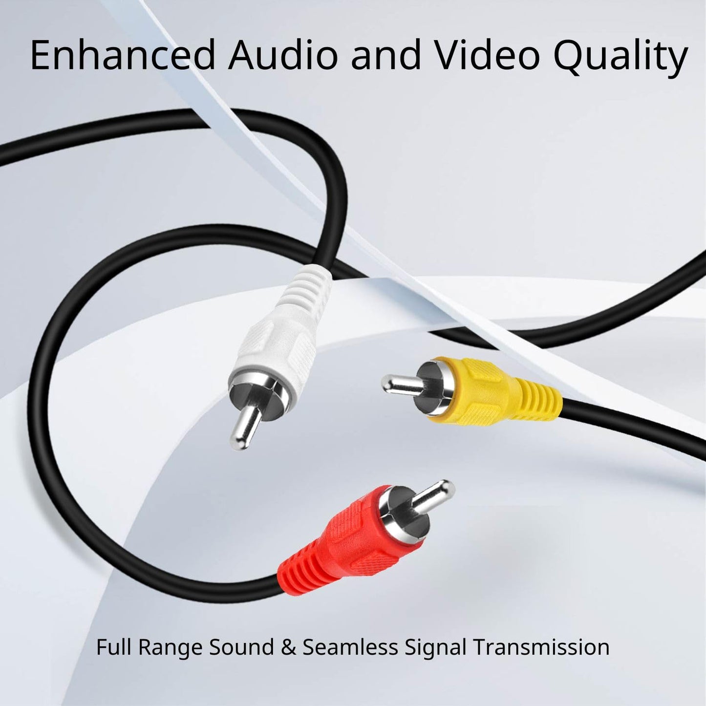 TNP 3 RCA AV Cable - 15 ft Audio Video Cable with Male to Male Connector - Dual Shielded Red White Yellow Composite Video RCA Cord Wire Jack Plug