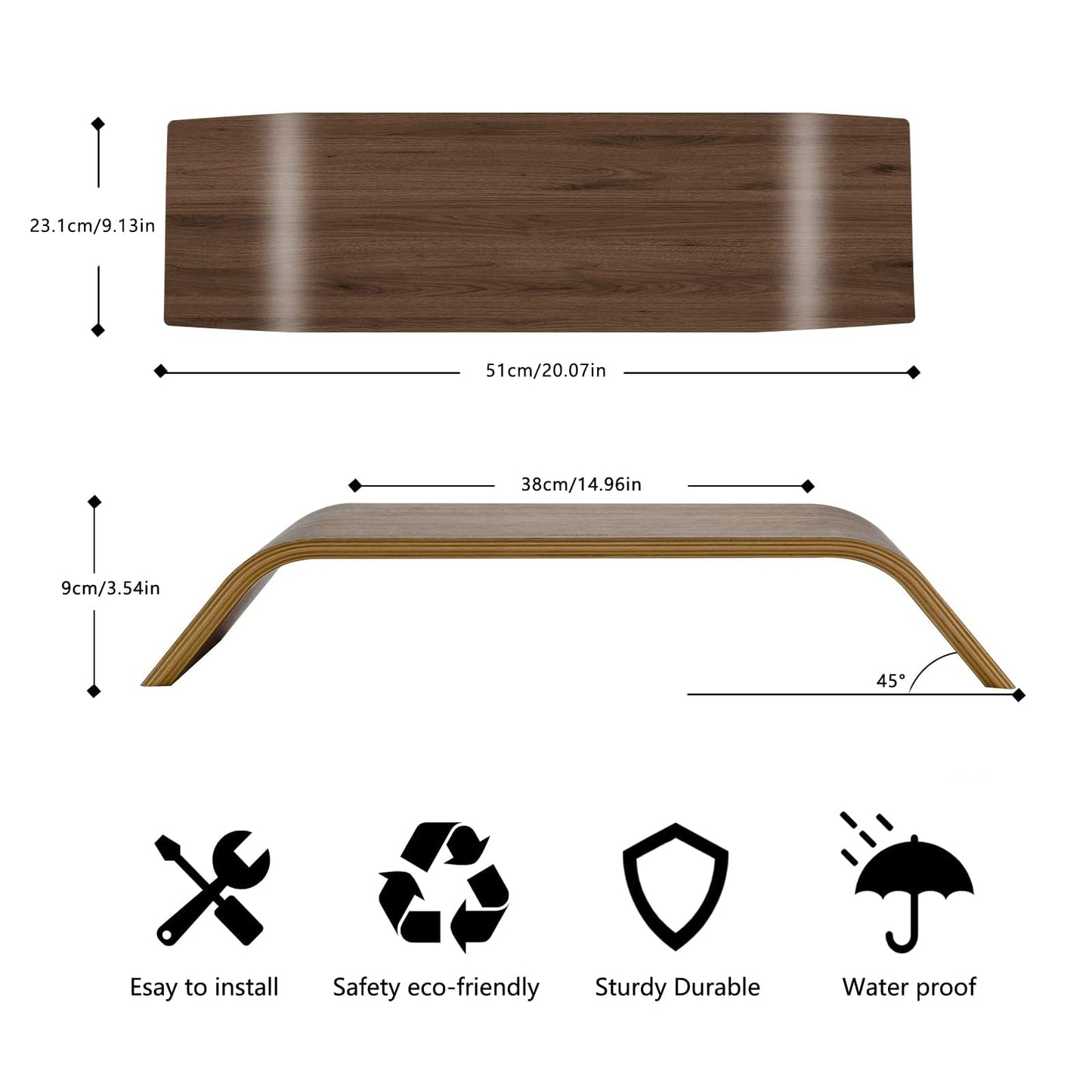 SAMDI Wooden Computer Monitor Stand Save Space Desktop Riser for Computers LCD Monitors Laptop PC iMac Notebook Apple MacBook(Black Walnut)