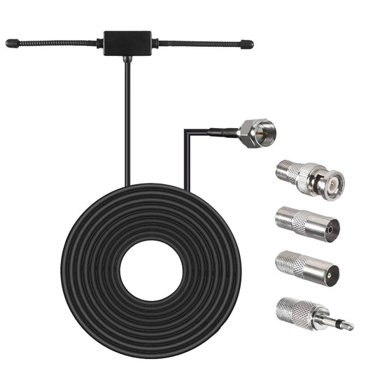 hrsyyl FM Radio Dipole Antenna with 4pcs F Type Plug Connector for Indoor Music System and Home Stereo AV Audio Video Theater Receiver