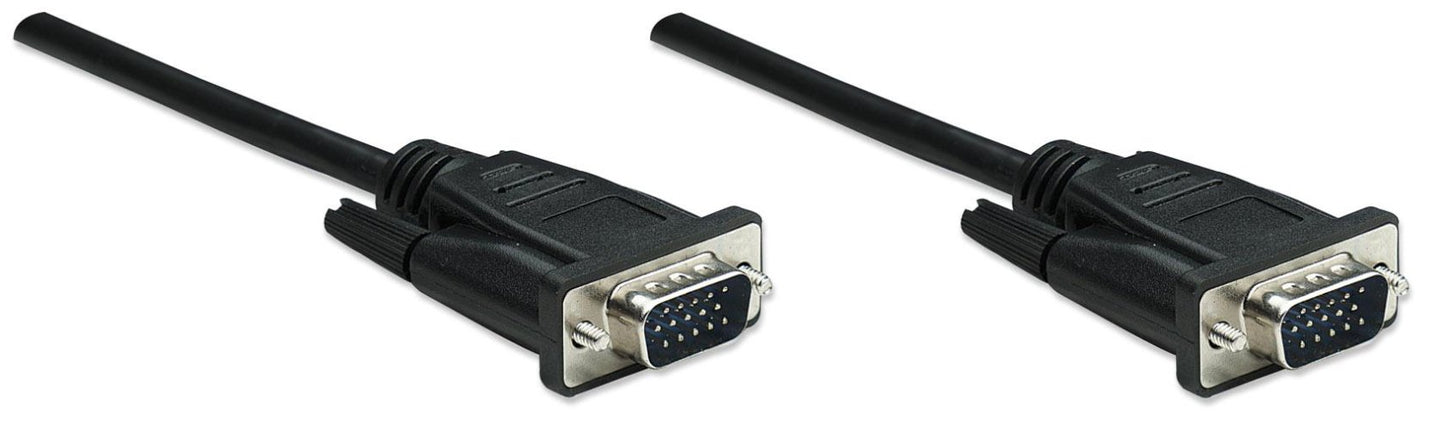 Manhattan HD15 VGA M/M Cable, 1.8 M VGA Cable Black 1.8 M VGA (D-Sub); VGA (D-Sub); VGA (D-Sub); VGA (D-Sub); Nickel (1.8 m, 1.8 m, Black, Male/Male)