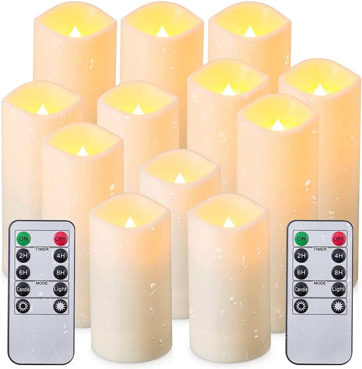 Aamdkcyu Flameless Candles with Remote & 2/4/6/8H Timers, Outdoor Indoor Waterproof Remote Candles Battery Operated, Electric Led Candles 12pcs