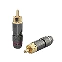 [2pcs] Hi End RCA Male Plug Adapter Audio Phono Gold Plated Solder Connector Wv-hfr2in1