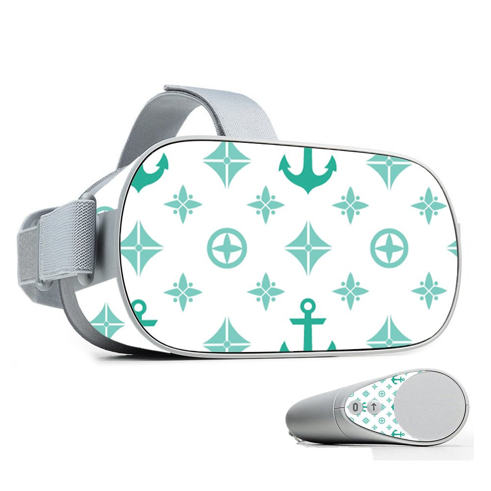 MightySkins Skin Compatible with Oculus Go Mobile VR - Teal Designer | Protective, Durable, and Unique Vinyl Decal wrap Cover | Easy to Apply, Remove
