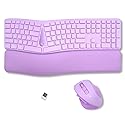 X9 Ergonomic Keyboard and Mouse Wireless Combo - Purple Keyboard and Mouse Wireless, Bluetooth/2.4G Split, Wrist Rest, Rechargeable, Silent Ergo Keys