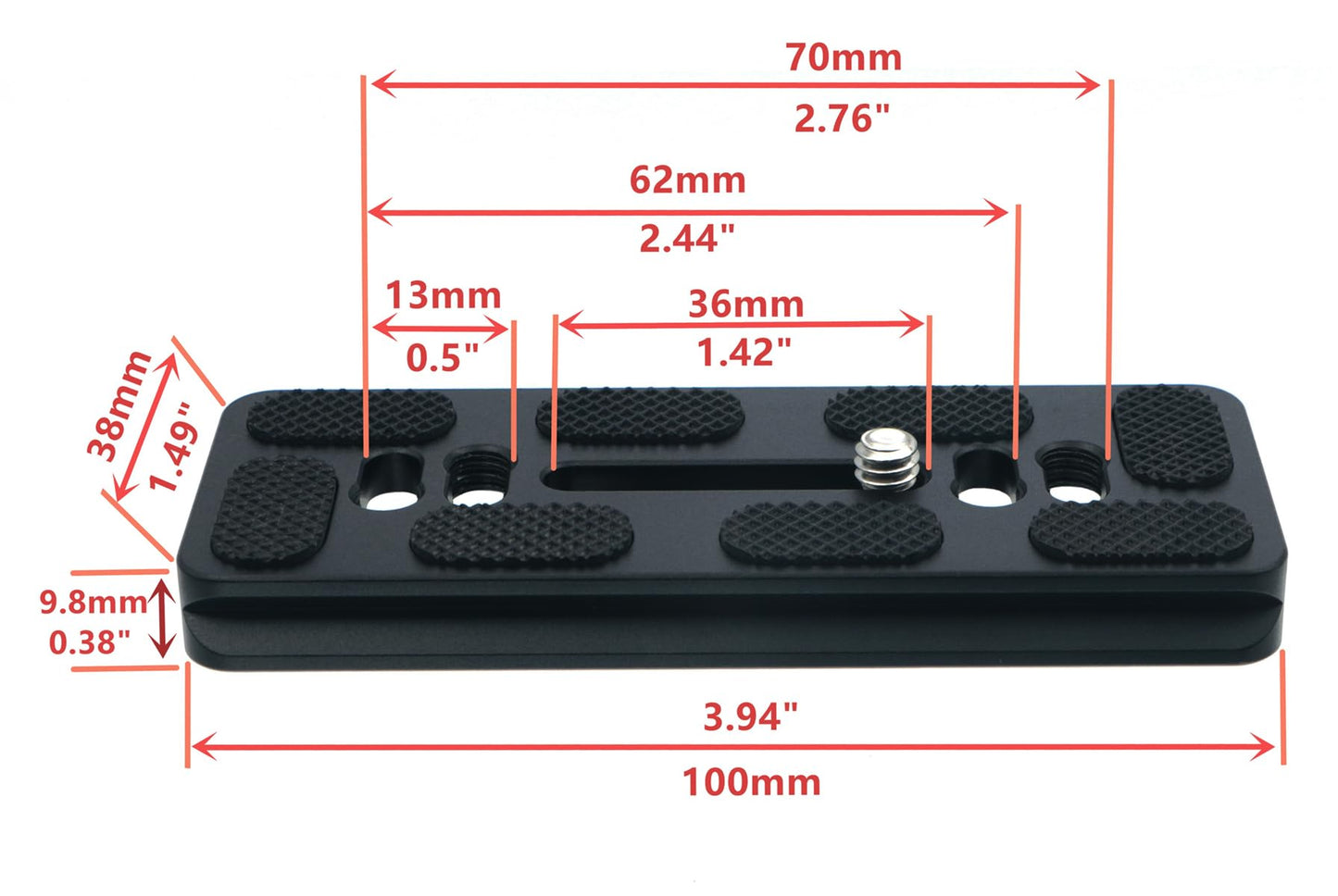 HITHUT PU-100 100mm Universal Quick Release QR Plate with D-Ring Screw for Tripod Monopod Ball Head DSLR Camera, Arca-Swiss Compatible