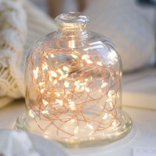 DM Merchandising Lumin Essence Copper Wire Mini Lights, 17 Ft Super Long, Battery Powered or USB Plug in, Warm White