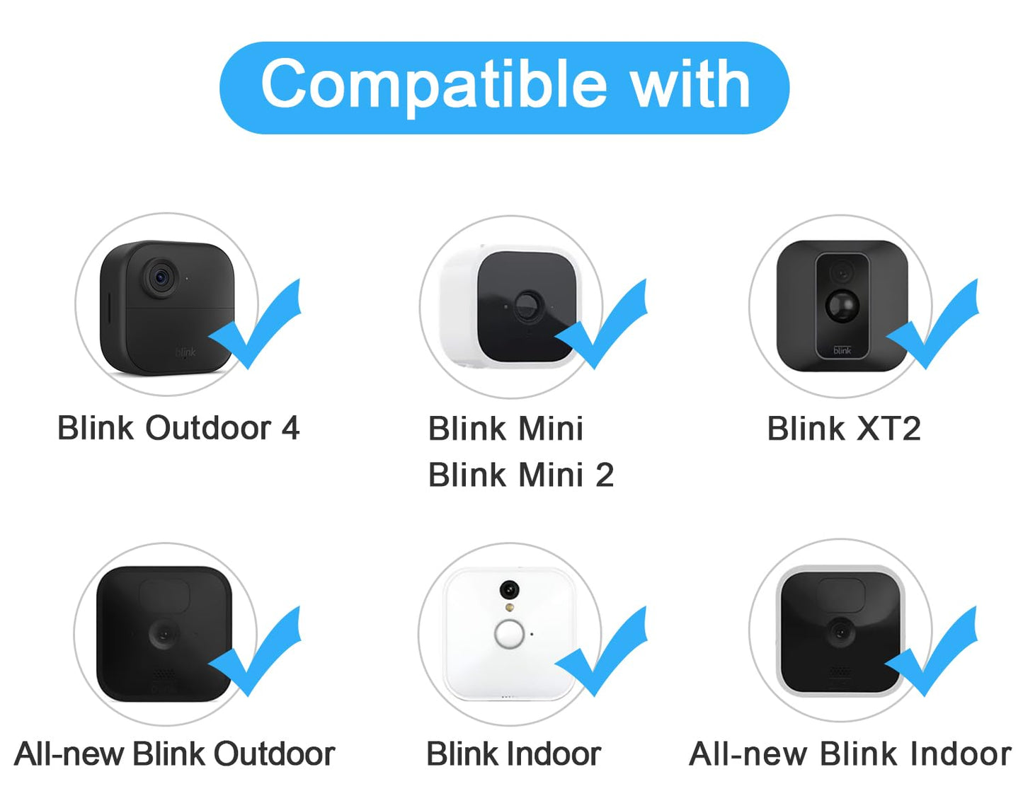 SZAOYU 2 Pack Blink Mini/Mini 2 Adhesive Camera Mount, 360° Adjustable Outdoor Wall Mount for Blink Outdoor 4 (4th Gen)/(3rd Gen) Indoor Mounting