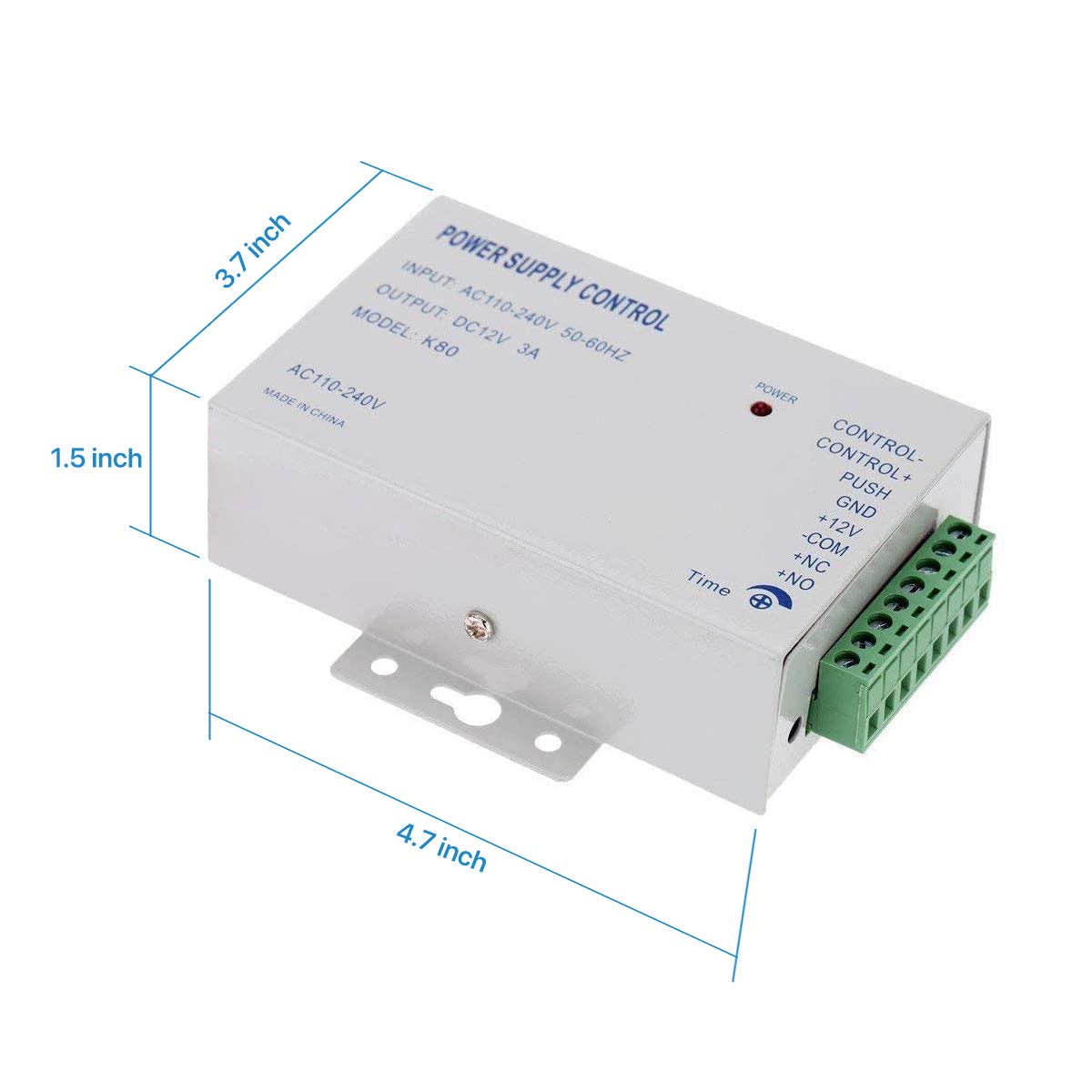 AMOCAM Access Control Power Supply for Door Intercom Doorbell, Various Electronic Door Locks, Video Doorbell System, K80 Power Supply Control Input AC