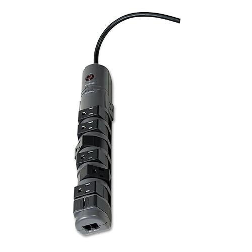 Belkin Pivot Plug Surge Protector, 8 ac outlets, 6 ft Cord, 1,800 j, Gray