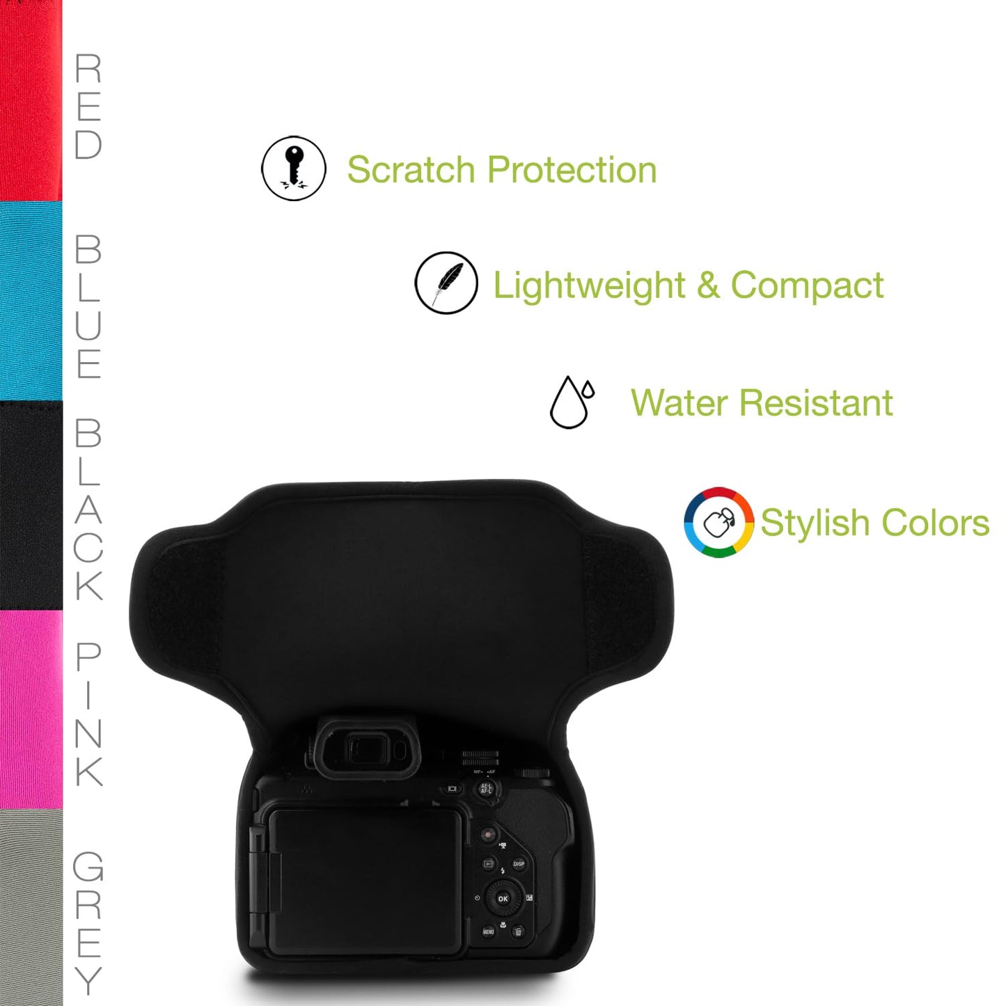 MegaGear Ultra Light Neoprene Camera Case Compatible with Nikon Coolpix P1000,Black