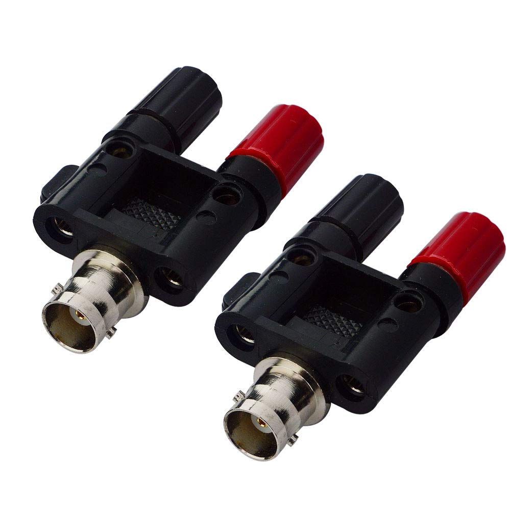 onelinkmore BNC Female to Dual Banana Female Socket Binding Post RF Coax Splitter Adapter Connector for HF Radio Antennas Pack of 2