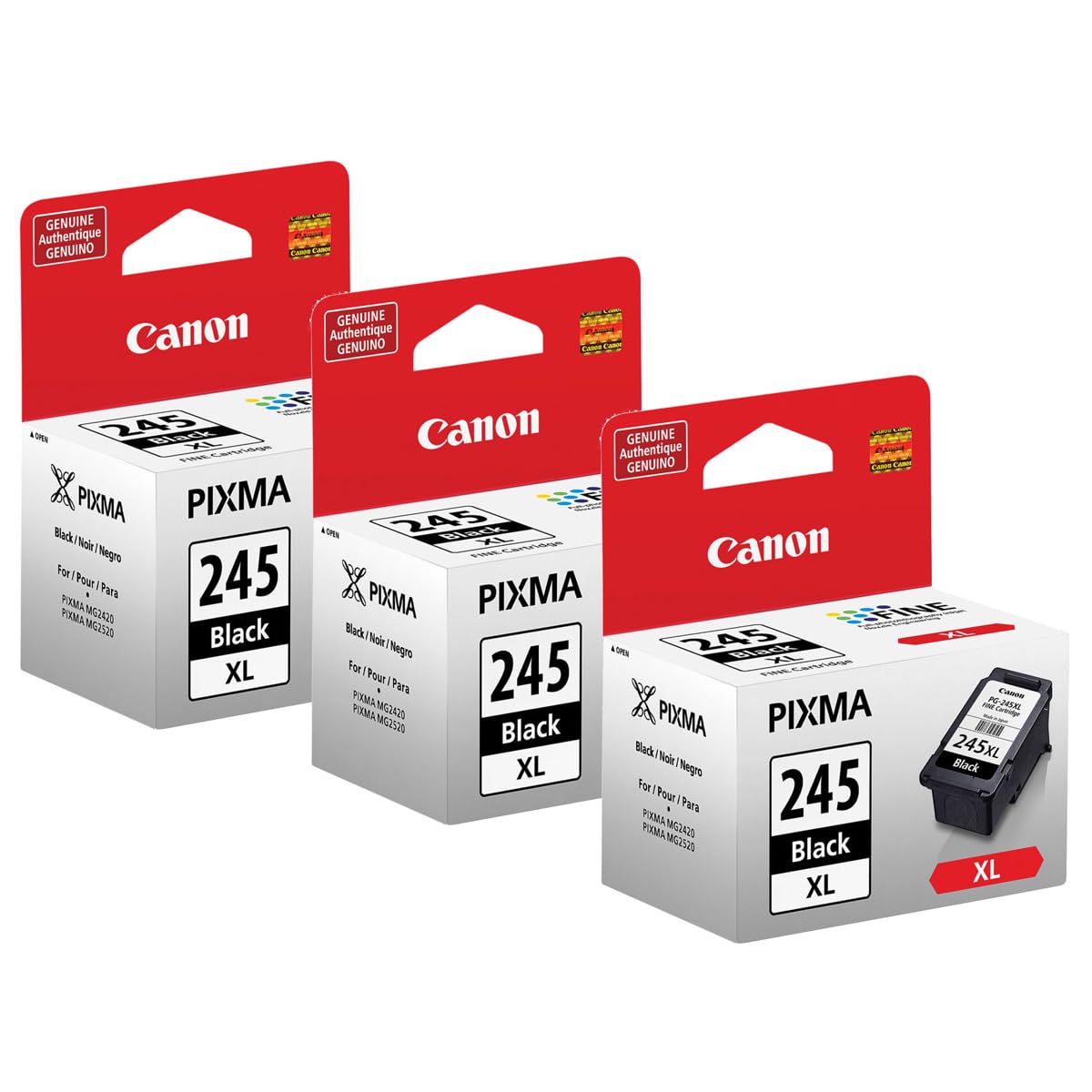 Canon 3 Pack PG-245 XL High Capacity Black Ink Cartridge for Select PIXMA i