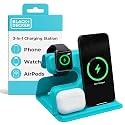 BLACK+DECKER 3 in 1 Charging Station for Apple Multiple Devices, Wireless Foldable Travel Charger for Multiple Devices iPhone 17 16 15 14 13 Pro Max