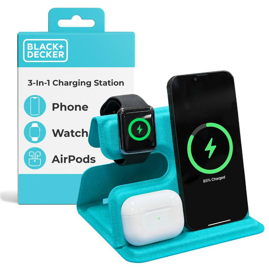 BLACK+DECKER 3 in 1 Charging Station for Apple Multiple Devices, Wireless Foldable Travel Charger for Multiple Devices iPhone 17 16 15 14 13 Pro Max