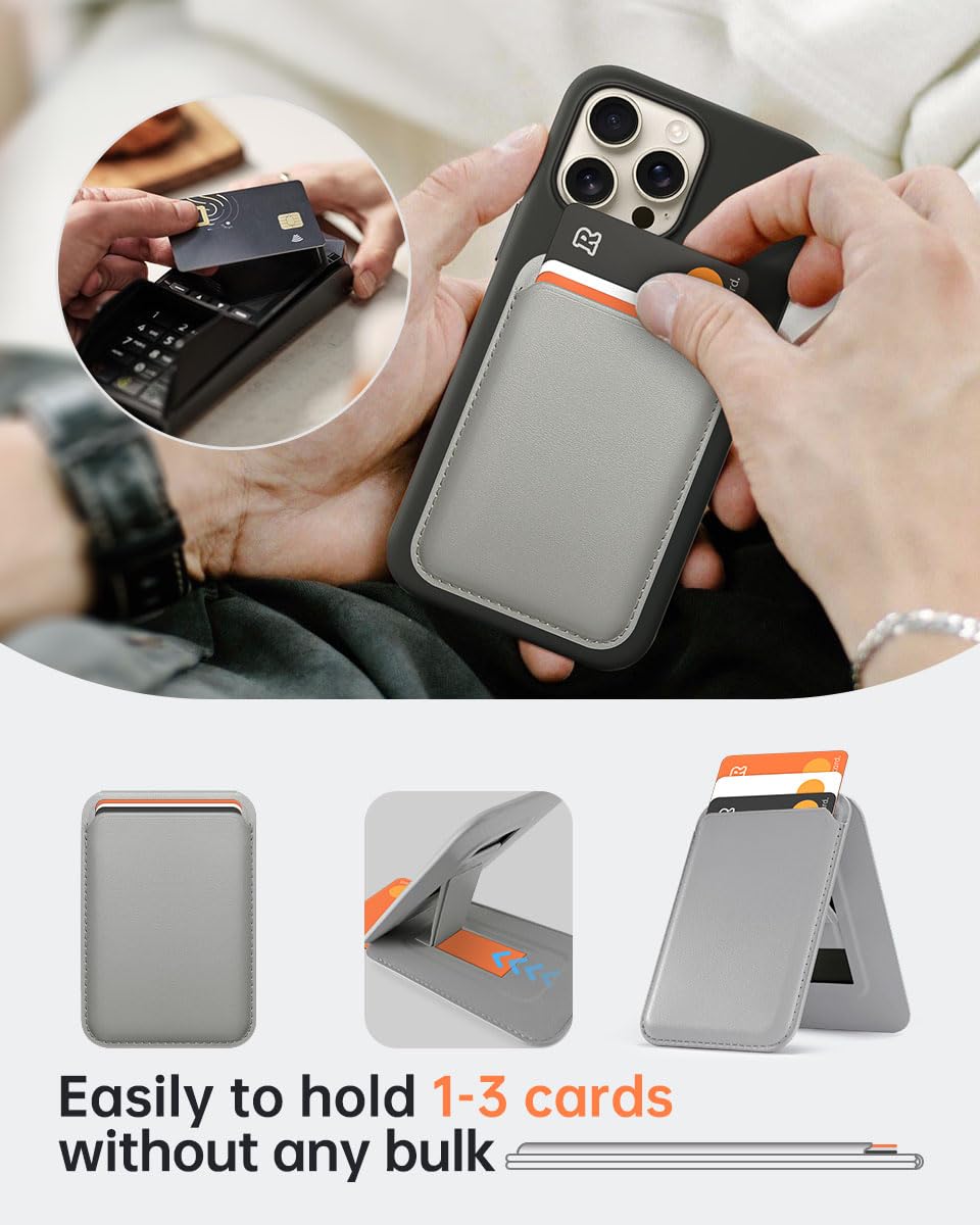 OCASE for MagSafe Wallet, Magnetic Card Holder with Adjustable Stand, PU Leather Phone Wallet for iPhone 17/16/15/14/13/12/Plus/Air/Pro/Pro Max